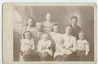  From left to right are Susan Lorine Turner, Lenora Catherine Turner, James Woodson Turner (father),  Mary Bell Turner, Bee Carroll Turner, Perry Woodson Turner, Dee Carroll Turner, Mary Jane Carroll-Turner (mother), Hugh Sanford Turner, and James Henry Turner.